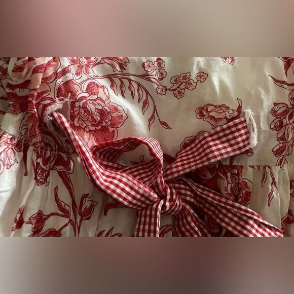 Girls White & Red gingham Floral Sundress By Chelsea’s Corner Size 5 - Picture 6 of 6